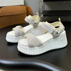 NAMA WEDGE SANDAL 8 CM IN PASTEL GREY SUEDE AND WHITE RUBBER