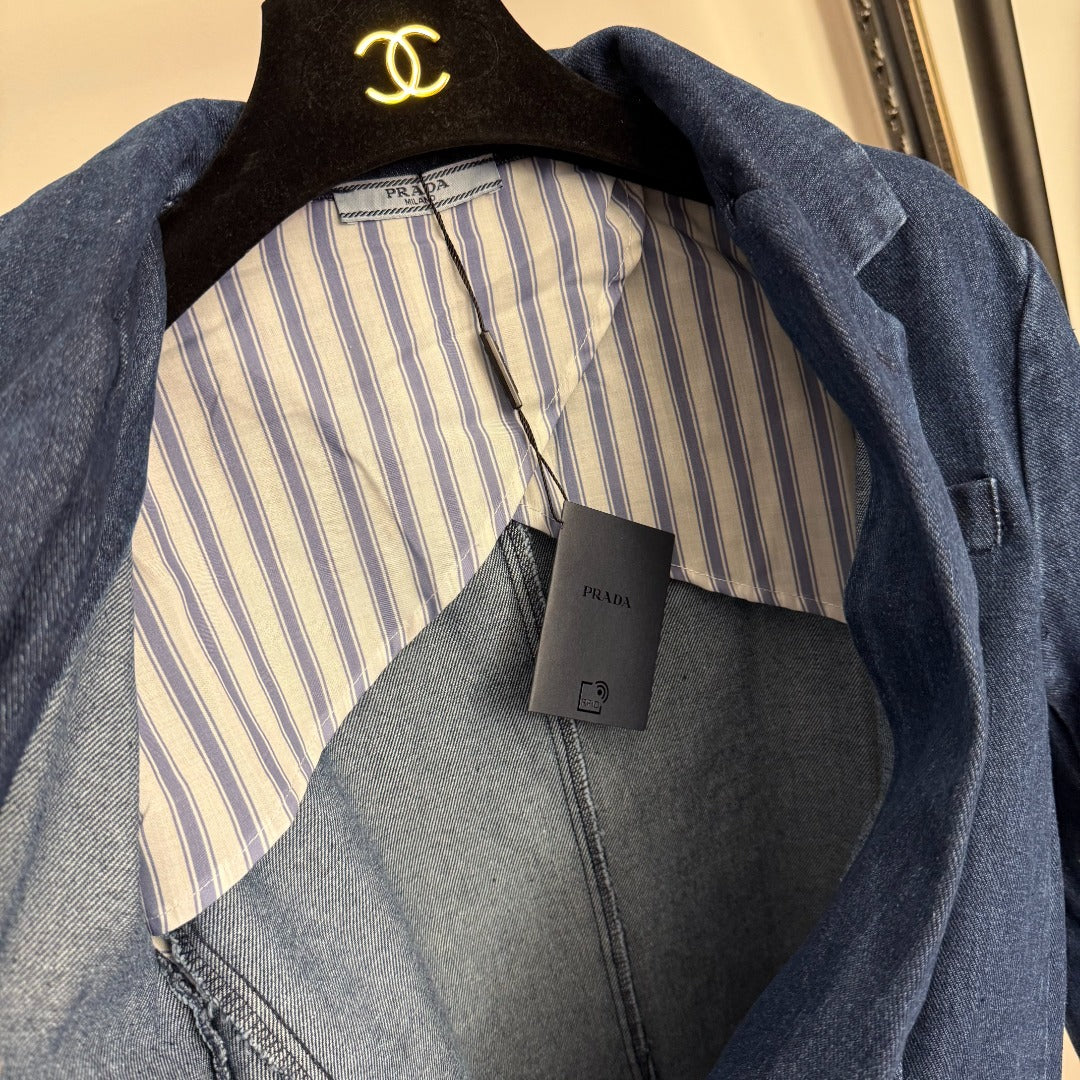 PRADA 25S LONG‑SLEEVE DENIM JACKET 234