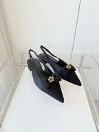 SLINGBACKS 18 MM IN BLACK CALFSKIN MIX CANVAS
