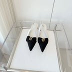 SLINGBACKS 18 MM IN WHITE CALFSKIN MIX BLACK CANVAS