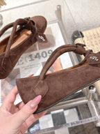 ALAIA 25S BALLET TECKEL IN DARK BROWN SUEDE