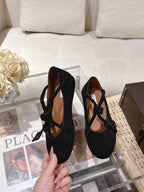 ALAIA 25S BALLET TECKEL IN BLACK SUEDE