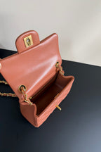 CC Flap Bag 17cm Brown Brick Sheepskin GHW 284820
