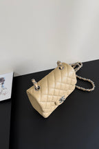CC Flap Bag 17cm Beige Caviar SHW 284749