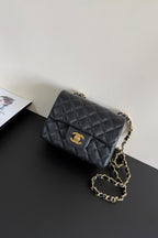 CC Flap Bag 17cm Black Caviar GHW 284753