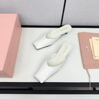 SQUARE TOE MULES WHITE SHEEPSKIN