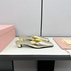 SQUARE TOE MULES METALLIC GOLD SHEEPSKIN