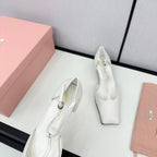 BALLET SANDAL WHITE LAMBSKIN WITH T-STRAP