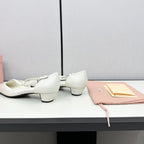 BALLET SANDAL WHITE LAMBSKIN WITH T-STRAP