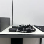 BOW MULE IN BLACK MIX WHITE FUR AND CALFSKIN