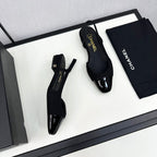 SLINGBACK BLACK TWEED AND CALFSKIN