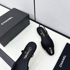 SLINGBACK BLACK TWEED AND CALFSKIN