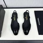 SLINGBACK BLACK TWEED AND CALFSKIN