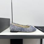 cc ballet flat blue with white stripe denim 166816