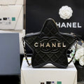 CC STAR CROSSBODY BAG 22 IN BLACK CALFSKIN GOLD HARDWARE