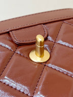 CHANEL TOP HANDLE BAG 18 IN BROWN OIL-WAX LAMBSKIN GOLD HARDWARE