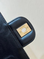 BOWLING BAG 44 IN BLACK SOFT LAMBSKIN GOLD HARDWARE