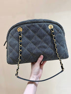 BOWLING BAG 33 IN SANTAS GRAY DENIM GOLD HARDWARE