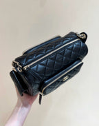 Chanel 24K Special Edition Camera 24cm Bag Black Sheepskin