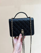 TOP HANDLE FLAP BACKPACK 18 IN BLACK CALFSKIN