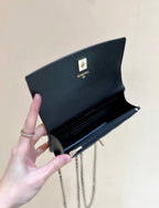 TOP HANDLE FLAP BACKPACK 18 IN BLACK CALFSKIN