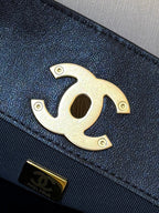 CHANEL 25S LARGE HOBO BAG 36 IN SUEDE COMBINED WITH LAMBSKIN GOLD HARDWARE