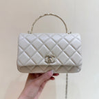CHANEL 25S COCO CRUSH HANDLE 18 IN NUDE CALFSKIN GOLD HARDWARE