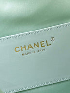 CHANEL 25S HANDBAG IN PALE CYAN 40 GRAINED CALFSKIN GOLD HARDWARE