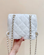 Chanel 2025 Backpack White Sequin Lambskin 346043