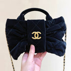 Chanel 2025 Bow Bag 26cm Black Velvet 346049