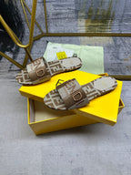 FF 5 Brown Grey Canvas Slide