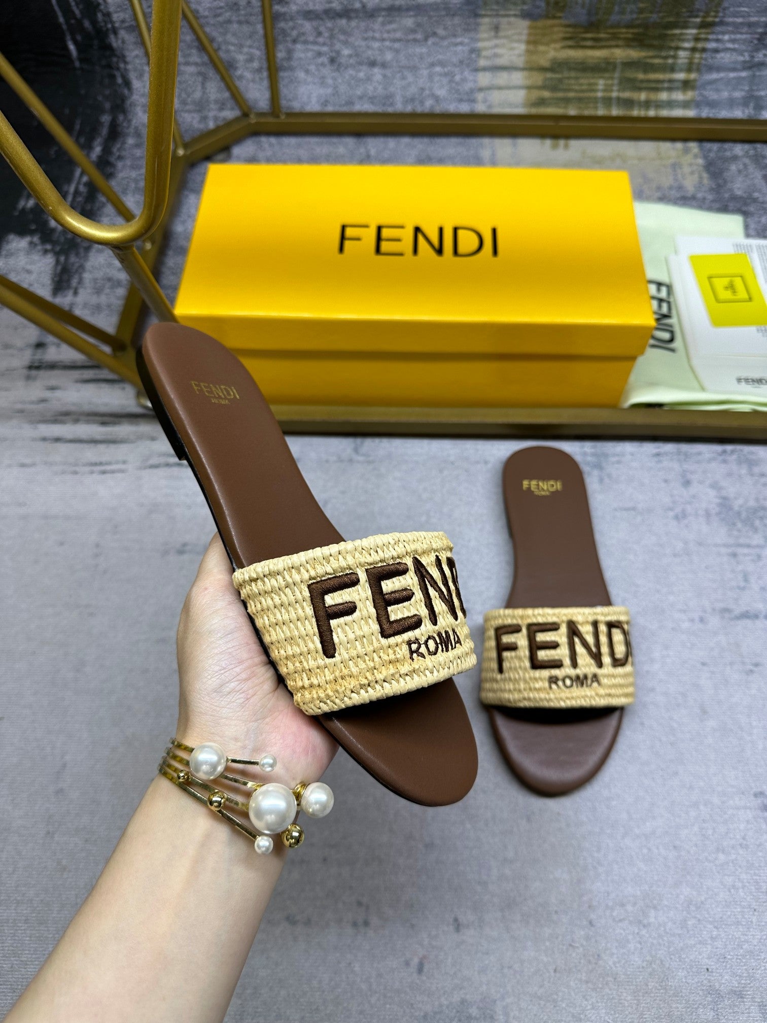 FF Signature 10 Yellow Brown Cotton Fibre Slide