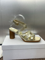 D-CLUB HIGH HEEL SLIDE 25S 80MM IN GOLD GLOSSY CALFSKIN