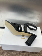 D-CLUB HIGH HEEL SLIDE 25S 80MM IN BLACK CALFSKIN