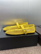 ALAIA MARY JANE FLAT 25S IN YELLOW MESH CALFSKIN