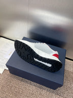 DIOR 25S D-RUN'N COUPLE SNEAKERS IN WHITE RED CALFSKIN AND MESH
