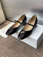 DIOR 25S ROUND-TOE MARY JANE BALLET FLATS IN DARK BROWN CALFSKIN
