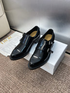 DIOR 25S D-IVIERA SERIES LOW-CUT DEEP VAMP LOAFERS 35MM IN BLACK GLOSSY CALFSKIN