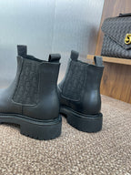 DIOR 25S D-QUEST CHELSEA ANKLE BOOTS 25MM IN BLACK CALFSKIN AND CANVAS