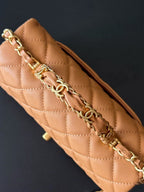 CHANEL 25S FLAP BAG 20 CM IN LIGHT BROWN CAVIAR LEATHER WITH GOLD HARDWARE
