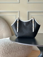 Chanel 2025 Maxi Hobo Bag 31cm Black mix White Straw Leather 320857
