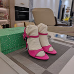 OPEN TOE STRAPPY HIGH HEEL IN PINK CALFSKIN