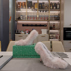 FURRY PUMPS 90MM IN HEAVEN PINK FOX FUR
