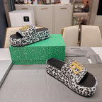 RISE SANDAL THICK-SOLED IN WHITE LEOPARD PRINT CALFSKIN
