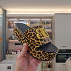RISE SANDAL THICK-SOLED IN BROWN LEOPARD PRINT CALFSKIN