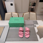 STRAPPY FLAT SANDALS IN WEWAK PINK STUDDED WAX-OIL SHEEPSKIN
