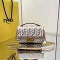 BAGUETTE 24 IN WHITE WOOL AND CAMEL BROWN RAFFIA CALFSKIN TRIM