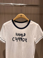 CC Embroidered Collared T-shirt Cotton