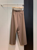 Loewe Pleated Wide Leg Pants Brown Cotton