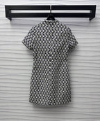 Valentino Black White Short Dress In Toute La V Jacquard